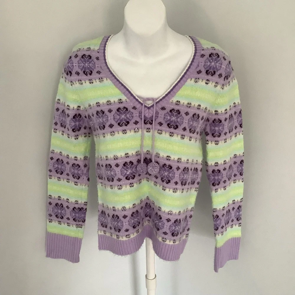 Limited Too Vintage Embellished Pullover Sweater Sz. L/14 - Picture 5 of 7